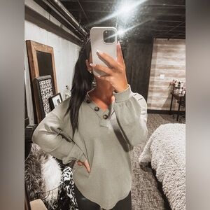 Comfy Waffle Long Sleeve Neutral Top